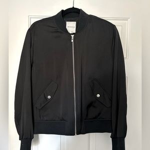 Avec Les Filles Black Satin Bomber Jacket